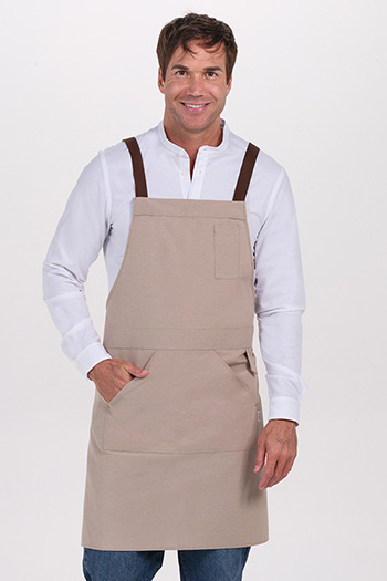 Delantal loneta beige bolsillo canguro