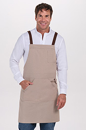 Delantal loneta beige bolsillo canguro
