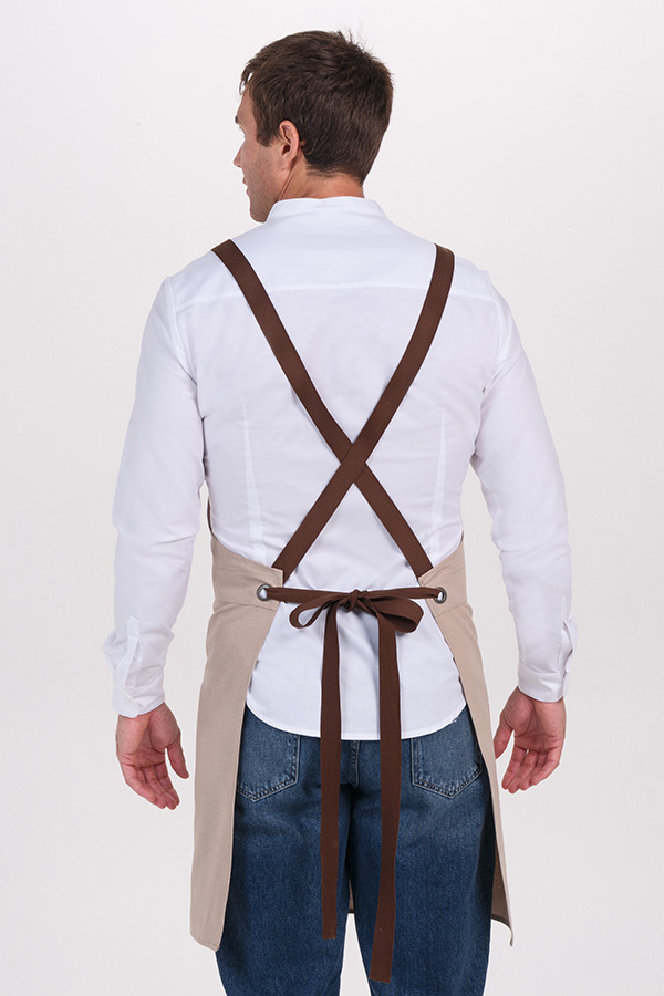 Delantal loneta beige bolsillo canguro 3