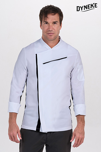Chaqueta cocinero blanca con rejilla negra