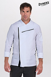 Chaqueta cocinero blanca con rejilla negra