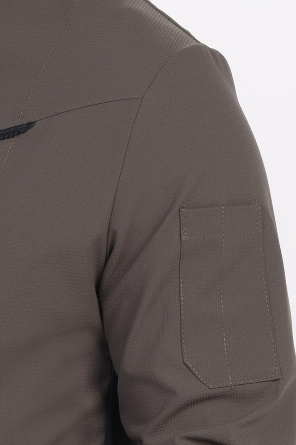 Chaqueta cocinero caqui con rejilla negra 2