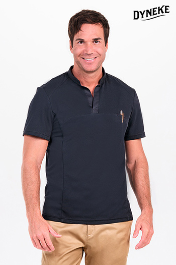 Polo hombre cuello mao pique negro
