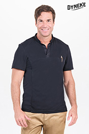 Polo hombre cuello mao pique negro