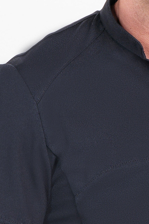 Polo hombre cuello mao pique negro 2