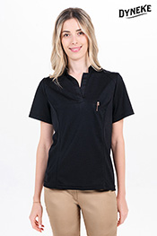 Polo mujer cuello mao pique negro