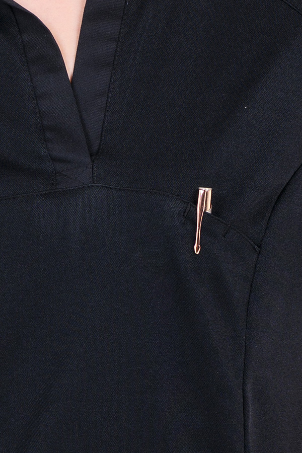 Polo mujer cuello mao pique negro 1