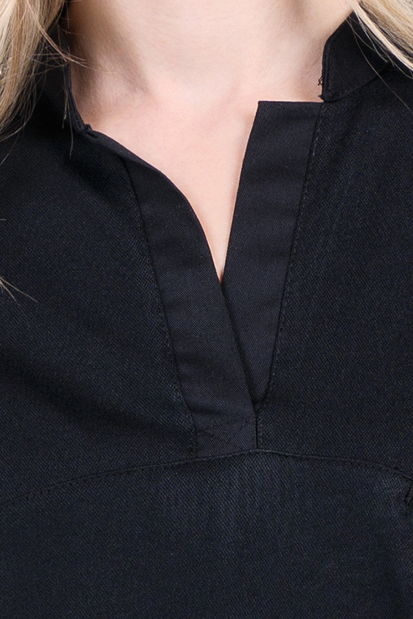 Polo mujer cuello mao pique negro 2