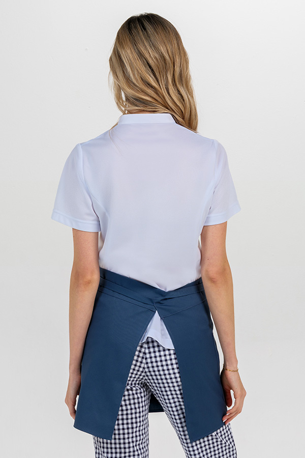 Delantal corto azul detalle polipiel 3