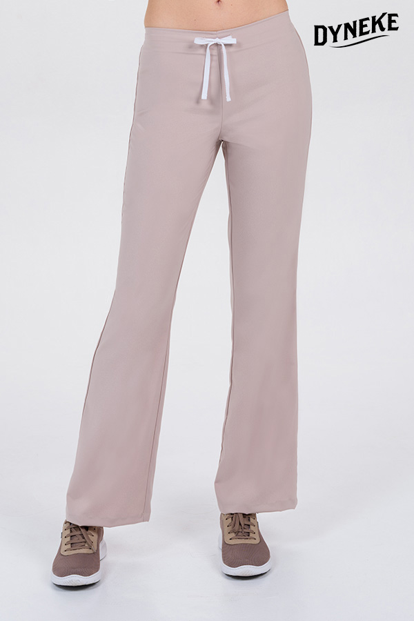 Pantalón beige elástico acampanado