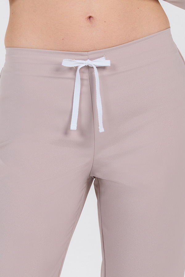 Pantalón beige elástico acampanado 2