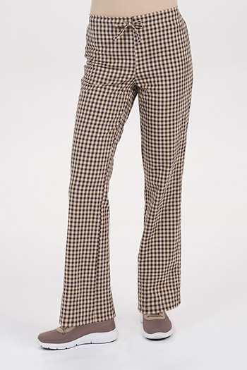 Pantalón cuadro marrón acampanado