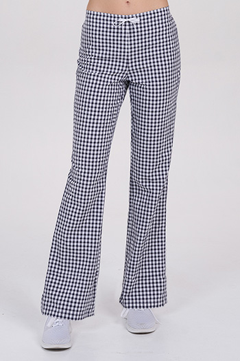 Pantalón cuadro marino acampanado