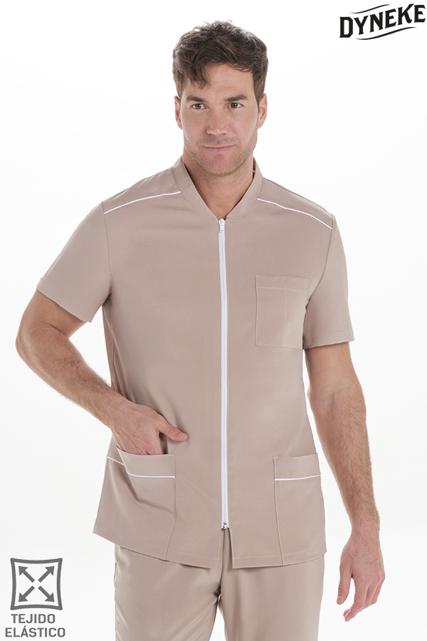Chaqueta hombre microfibra elastica beige