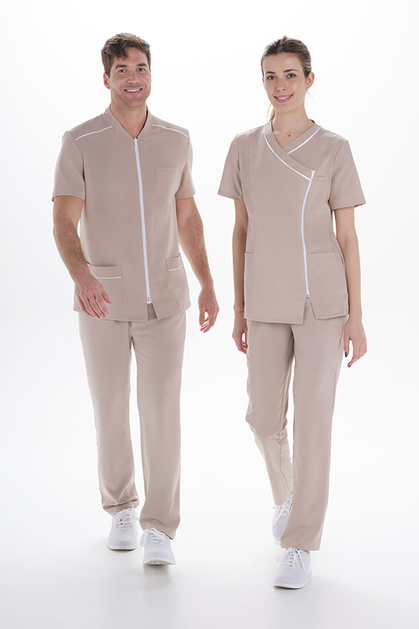 Chaqueta hombre microfibra elastica beige 3