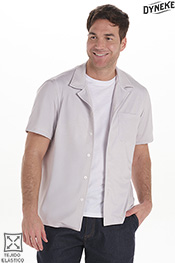 Camisa casual punto elástico beige