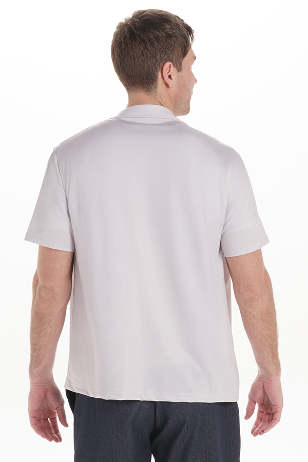 Camisa casual punto elástico beige 1