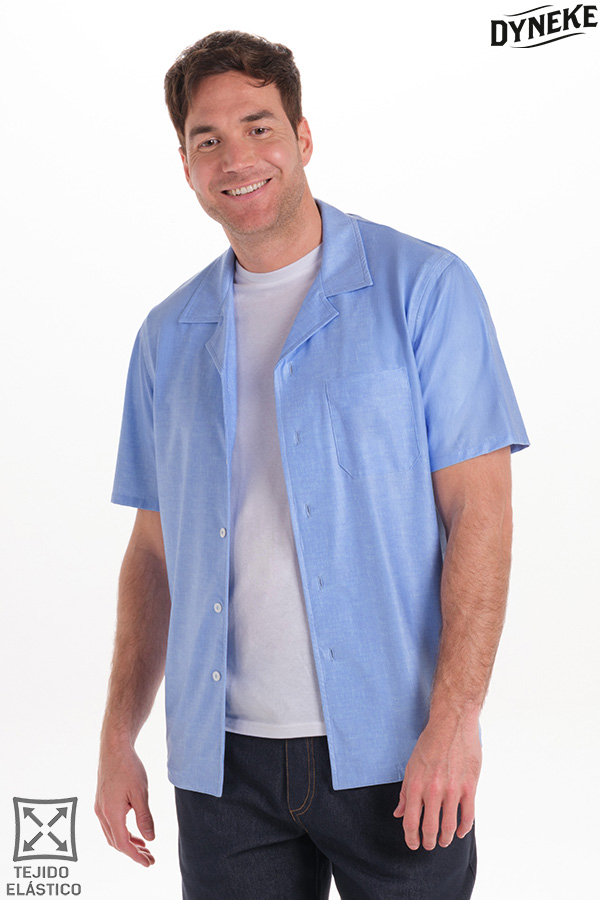 Camisa casual punto elástico celeste