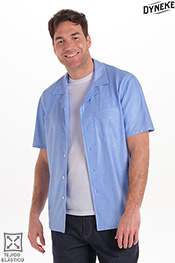 Camisa casual punto elástico celeste