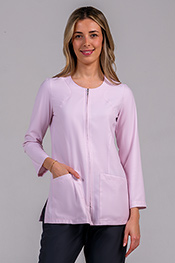 Chaqueta m/l elástica rosa líneas curvas.