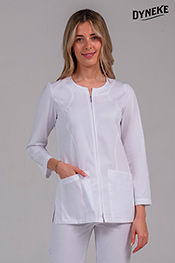 Chaqueta m/l blanca líneas curvas.