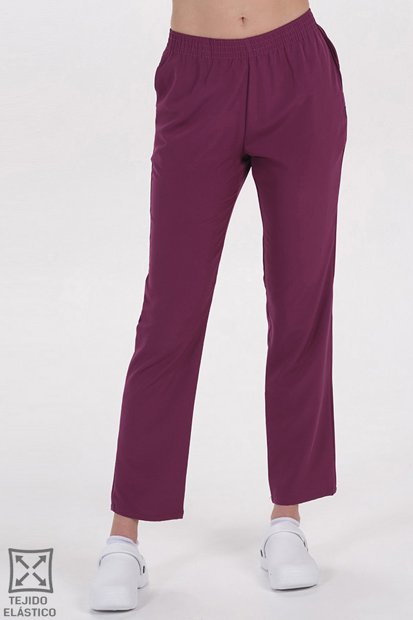 Pantalón elástico sanitario burdeos