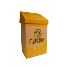 Papelera de cartón para reciclaje de plástico