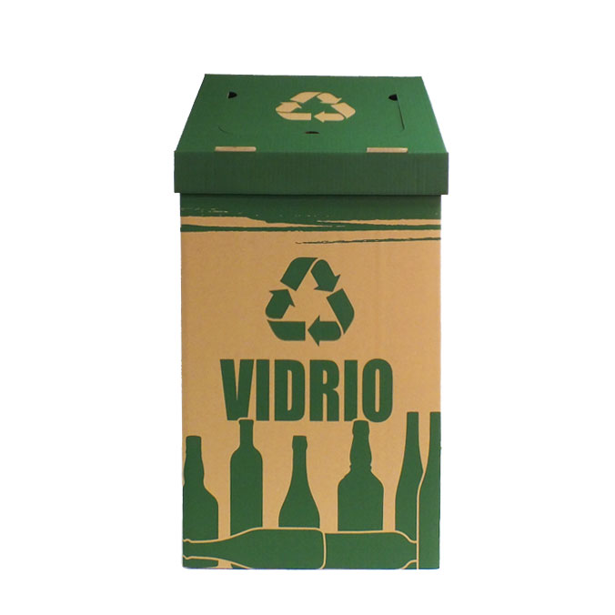 Papelera de cartón para reciclaje de vidrio