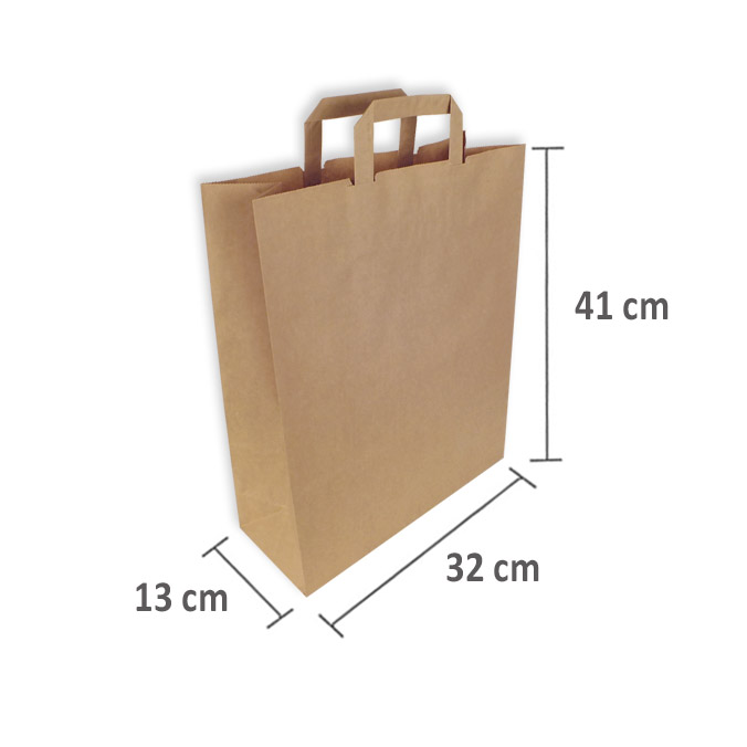 Dificil hasta ahora Nutrición Bolsas de Papel Kraft Asa Plana 32 + 13 x 41 cm I bolsas de papel al mejor  precio