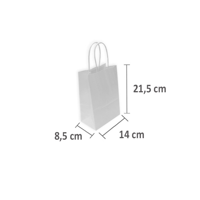 Bolsas de Papel Blancas 14+8,5x21,5cm. Mini I bolsas de papel al precio