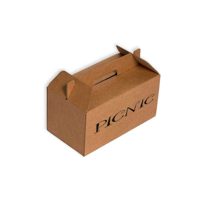Caja de carton maletin para picnic 240x132x125mm