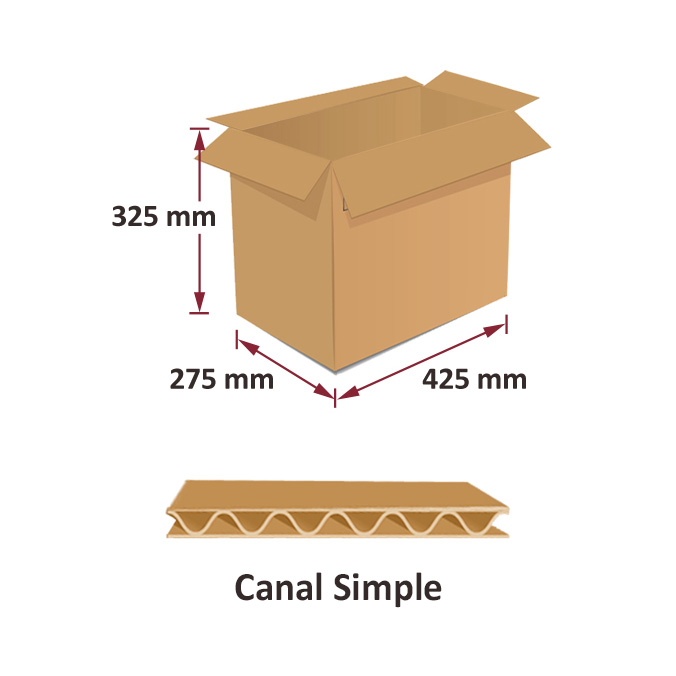 Caja de carton canal simple 425x275x325mm