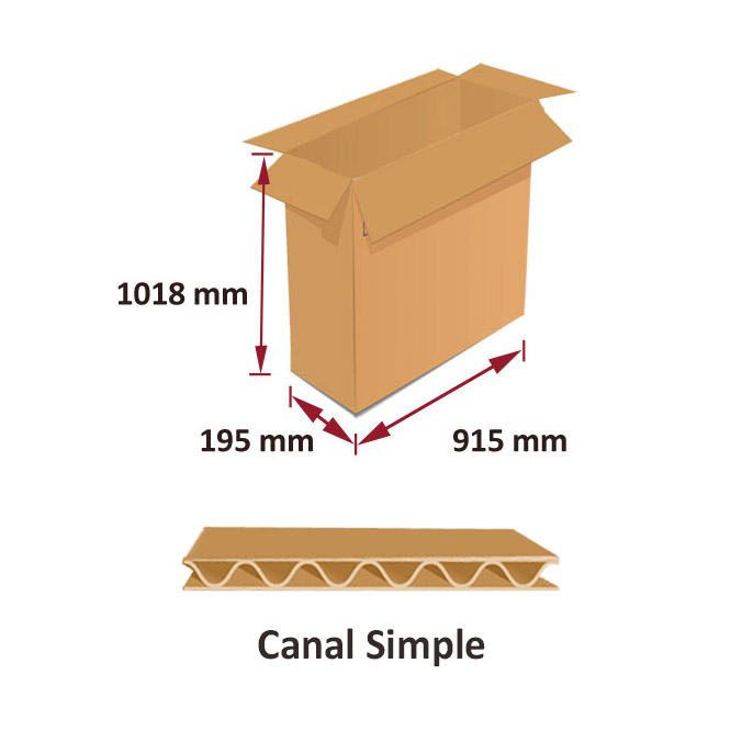 Cajas de cartón 915x195x1018mm. Canal simple