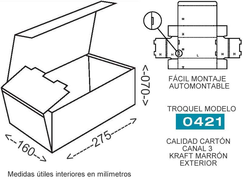 Caja de carton para envios 275x160x070mm