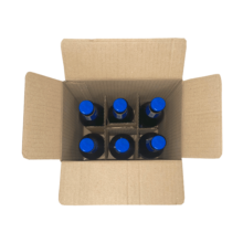 Caja de cartón marrón para 6 botellas de cerveza con separadores