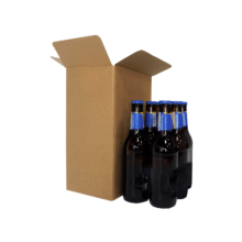 Caja de cartón marrón para 6 botellas de cerveza con separadores