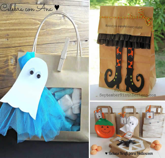 cómo decorar bolsas de papel para halloween