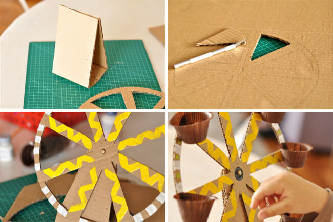 cómo hacer una noria de cartón