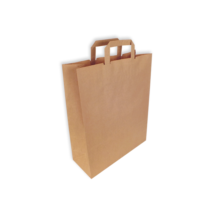 Bolsas de Papel Kraft Asa Plana 32 + 13 x cm I bolsas de papel al mejor precio