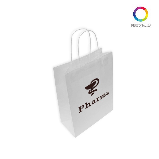 Bolsas de Papel Blancas Personalizadas 24+11x31cm