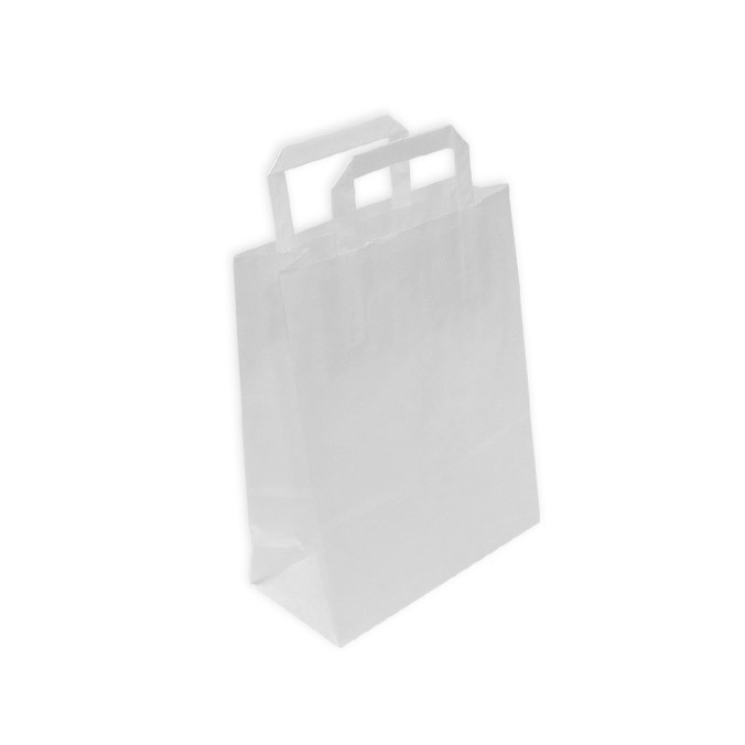 cuerno Facturable Problema Bolsas de Papel Blancas Asa Plana 32 + 13 x 41 cm I bolsas de papel al  mejor precio