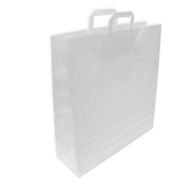 Paisaje de ultramar ajuste Bolsas de Papel Blancas Asa Plana 45 + 15 x 49 cm I bolsas de papel al  mejor precio