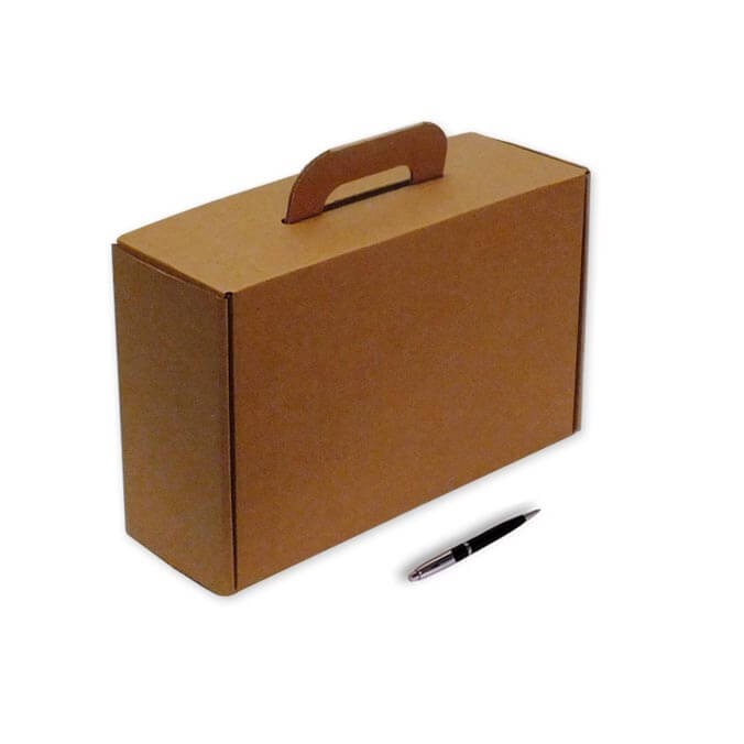 Caja Maletín con asa de cartón para envíos y transporte