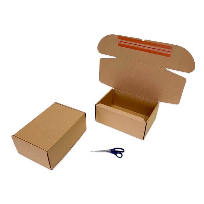 Caja Ecommerce doble envío. 350x250x150mm. Doble cierre Adh+Tira automontable Cajas Automontables