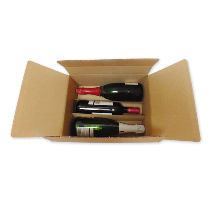 Caja de cartón para envíos de 6 botellas con separador