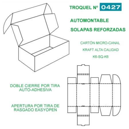 Caja Ecommerce doble envío. 350x250x150mm. Doble cierre Adh+Tira Apertura. Caja automontable