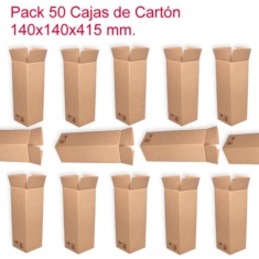 Pack 50 Cajas Cartón Simple 140x140x415mm 