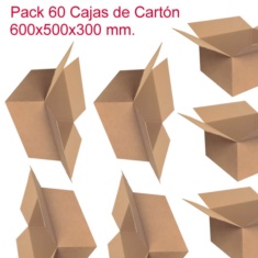 Pack 60 Cajas de Cartón Simple 600x500x300mm 