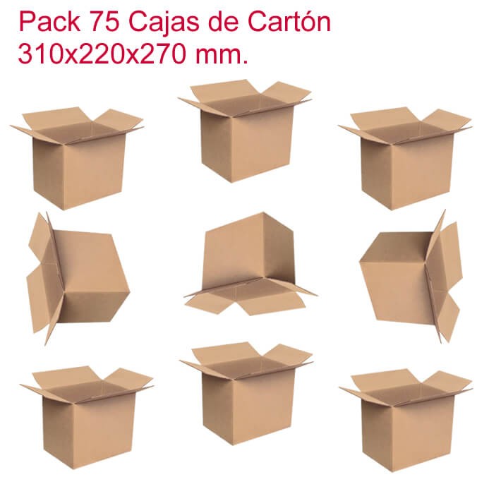 Pack 75 Cajas Cartón Simple 310x220x270mm