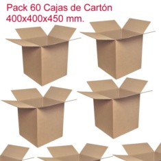 Pack 60 Cajas de Cartón Simple 400x400x450mm 
